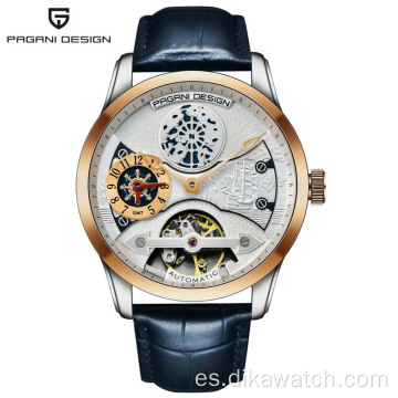 BENYAR, relojes de alta calidad para hombre, relojes de pulsera de cuero de lujo, reloj mecánico de esqueleto de diseño elegante a la moda, resistente al agua